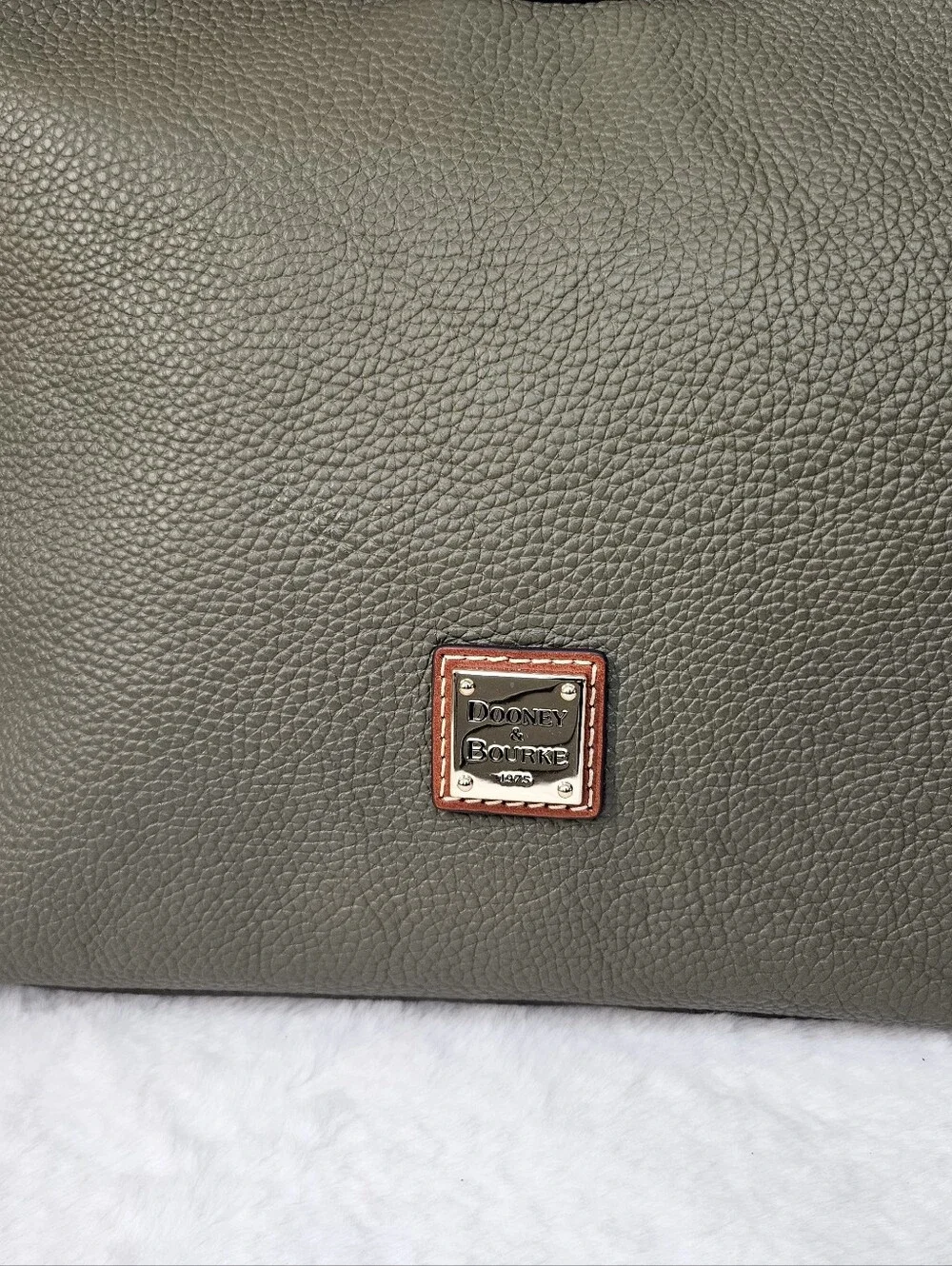 Dooney & Bourke Olive Green Pebble Leather Hobo with Brown Trim